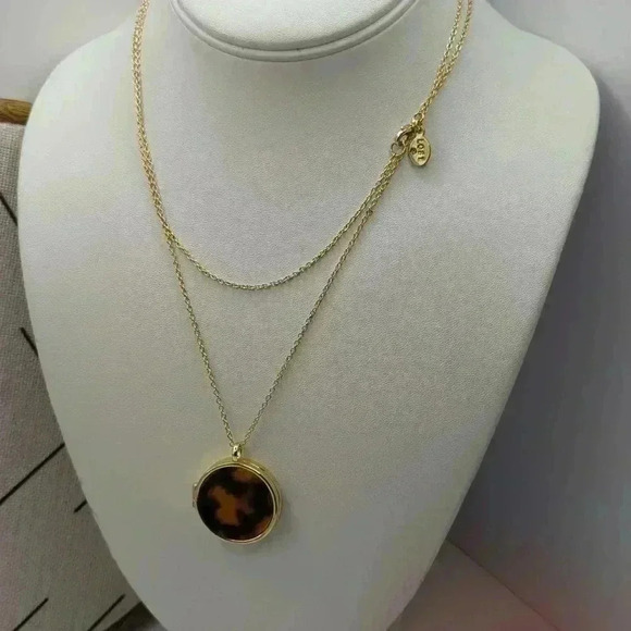 LOFT Necklace locket with GoldTone and tortoise - Picture 3 of 6